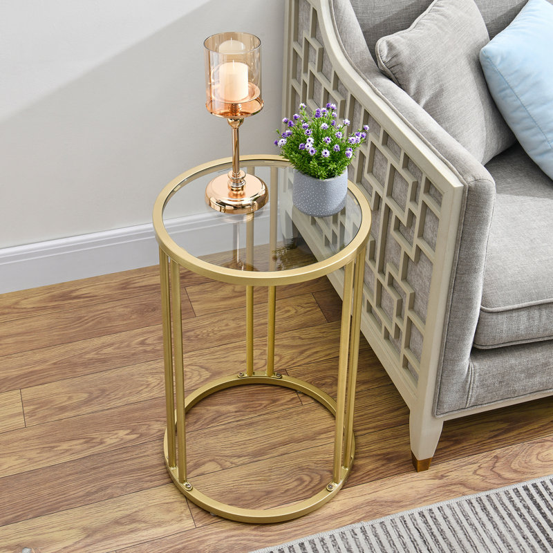 Maribeth Glass Top Frame End Table