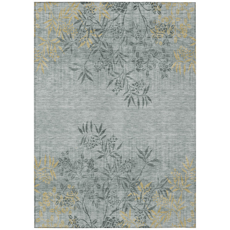 Deivids Washable Floral Indoor / Outdoor Rug, Rectangle 3' x 5'