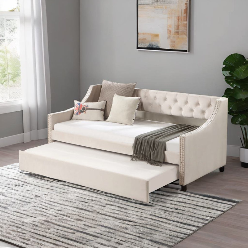 Jermelle Upholstered Daybed, Beige
