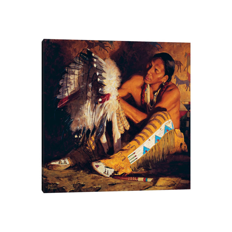 «Red Feathers» par David Mann - peinture sur toile tendue, H 12 po x l 12 po x P 0,75 po