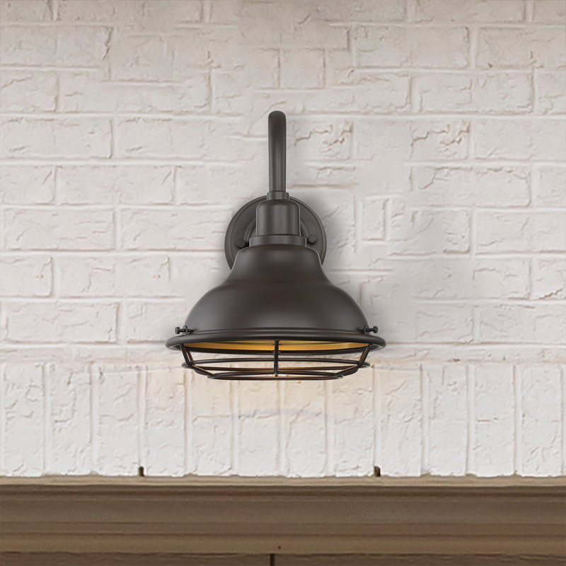 Luminaire de grange d'extérieur Leonardo, Bronze, Bronze foncé / Or, H 14,13 po x l 12 po x P 19,25 po