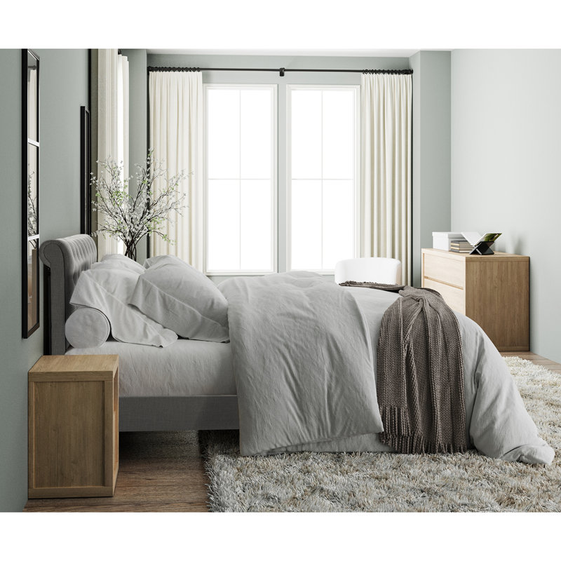 Eldredge Tufted Upholstered Platform Bed with Remote-controlled Lighted, Queen, Gray
