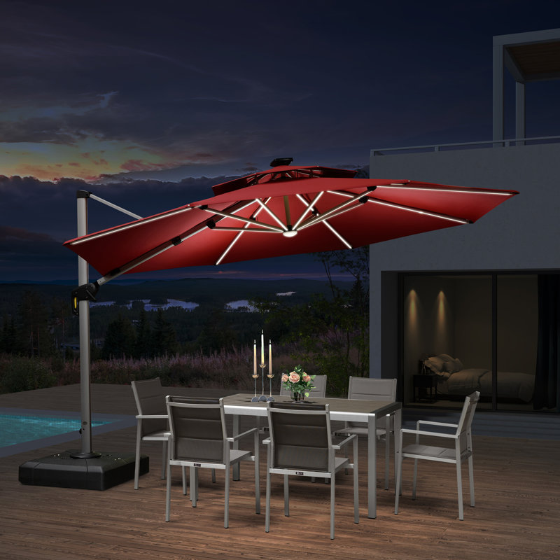 Parasol lumineux en porte-à-faux 11 pi 11,7 po Lillehammer, Terra