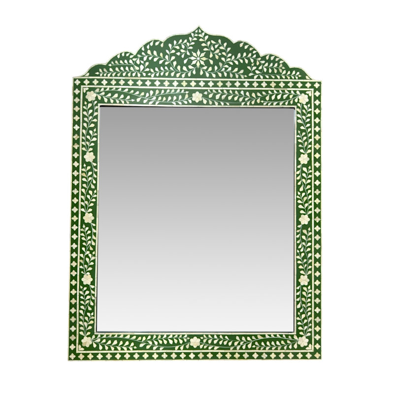 Marrakech Bone Inlay Mirror- Green, Green