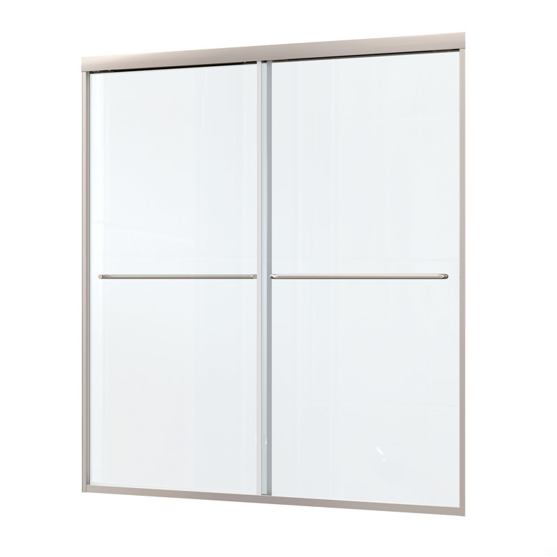 Porte de douche, porte coulissante, avec verre trempé de 1/4 po, Argent argent