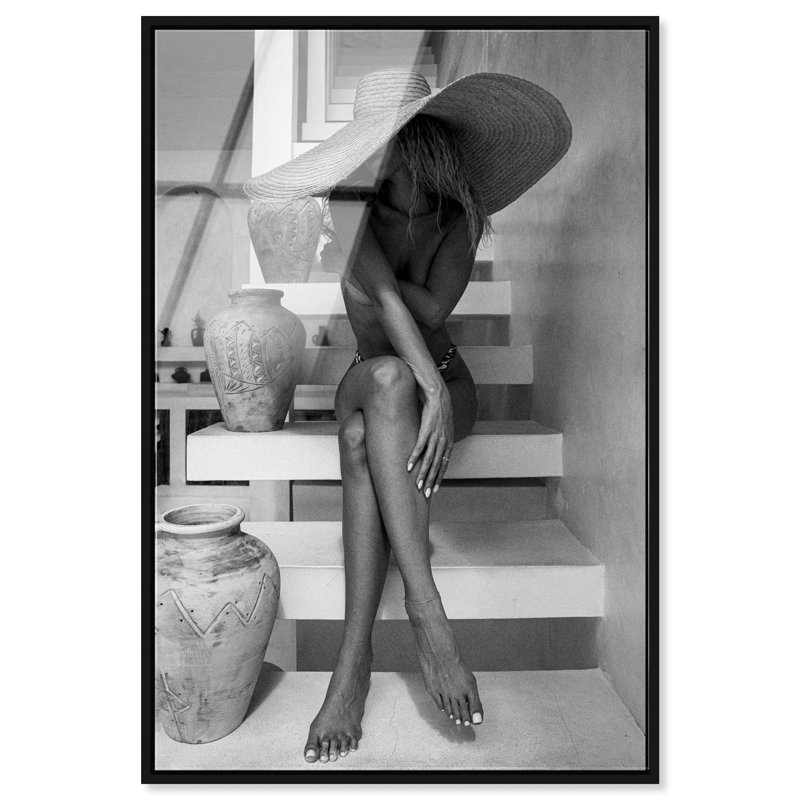 Andrea II Gray Canvas People Print by Oliver Gal, 46"H x 31"W, Black Frame