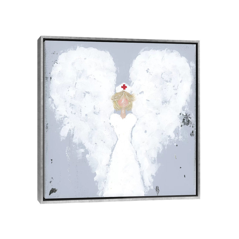 «Nurse Angel» par Ashley Bradley - reproduction d'art, H 18 po x l 18 po x P 1,5 po, Toile avec cadre argenté, Pas de tapis
