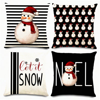 Gingerbread Farmhouse Holiday Pillow Covers - Set of 4, Merry Decorative Throw Cases for Winter Decorations, Hot Cocoa House Theme