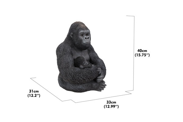 Small Gorilla Sitting Statue Figurine 9 in.X 7 in.Jungle Animal Home Decor  Resin