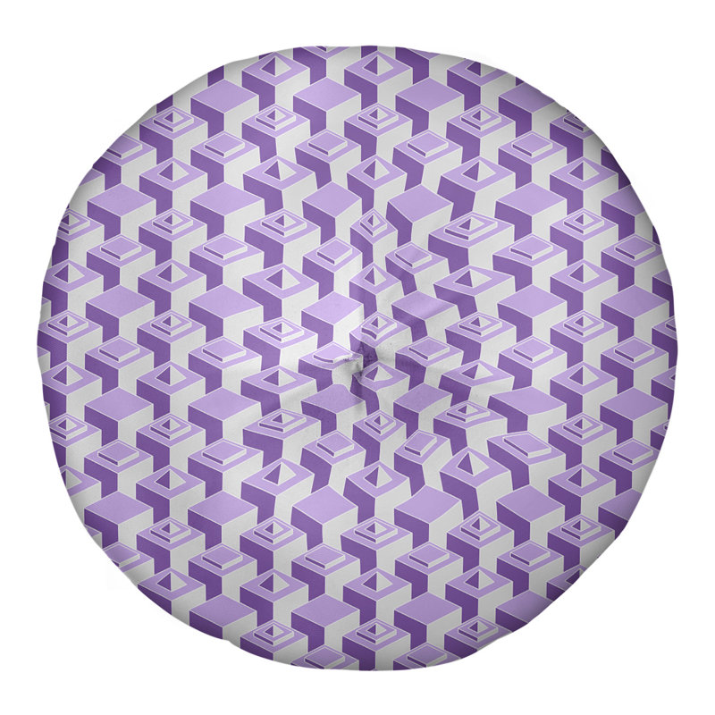 Coussin de sol à motif de gratte-ciels classiques, 26 po x 26 po, Mauve/blanc