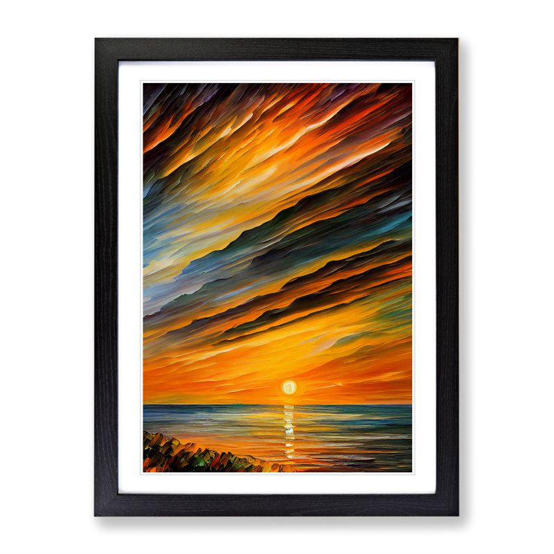 Ocean Sunrise No.1 - Framed Print, 34cm H x 25cm W x 2cm D, Black
