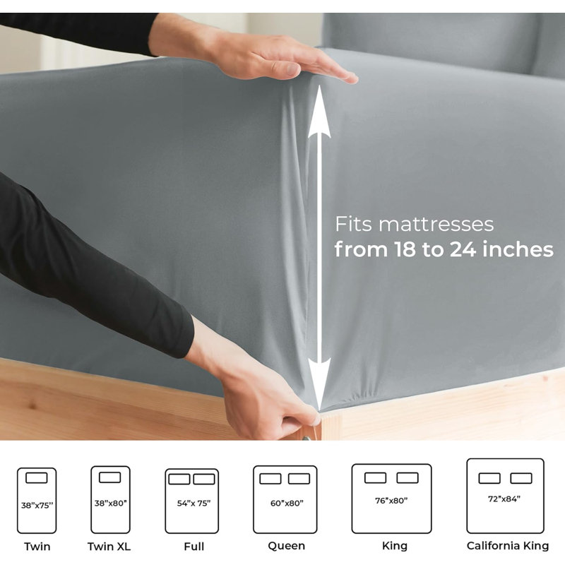 Ensemble de draps de luxe extra profonds - Ensembles de draps ultra doux et rafraîchissants, Bleu acier