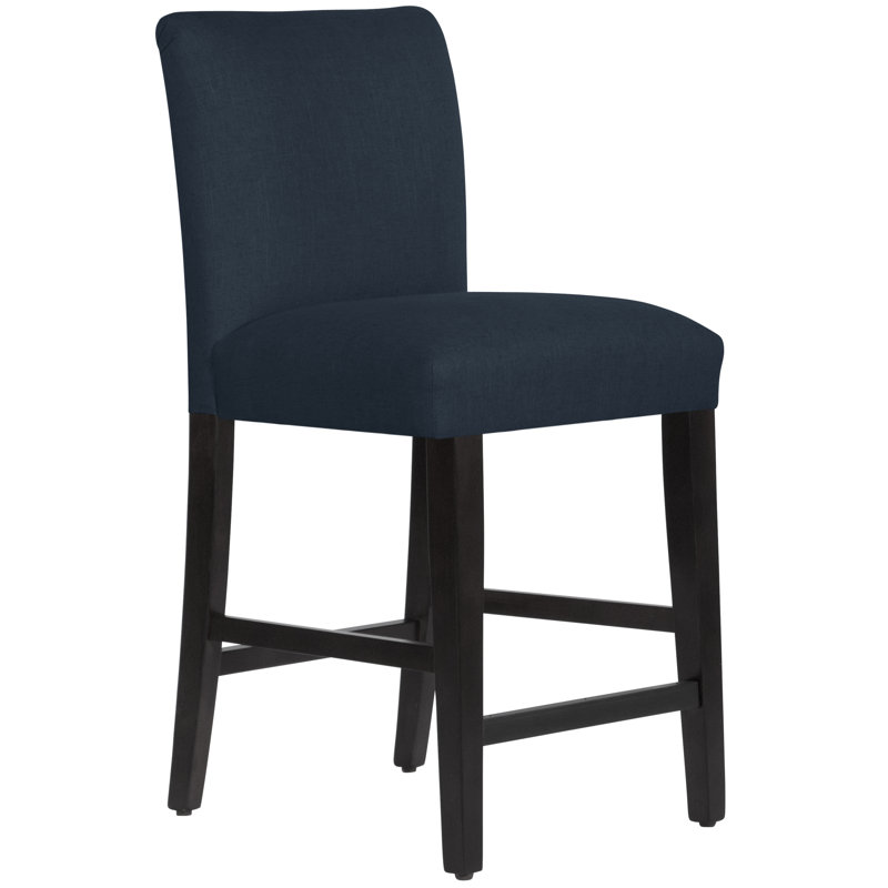 Tabouret de bar et de comptoir Hadrien, Tabouret de comptoir (siège d'une hauteur de 26 p, Lin bleu marine classique