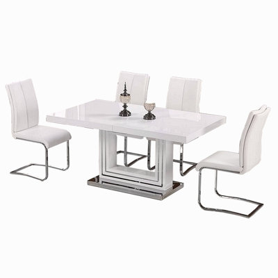 White Faux Leather Upholstered Dining Chair Set Of 2(Only Dining Chairs)