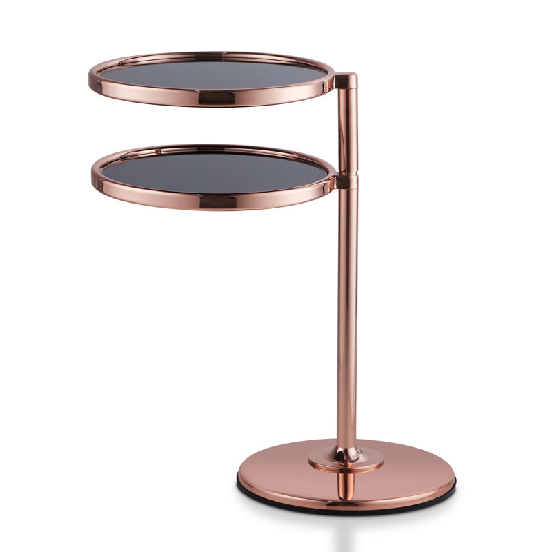 Glass Top Pedestal End Table, Rose Gold