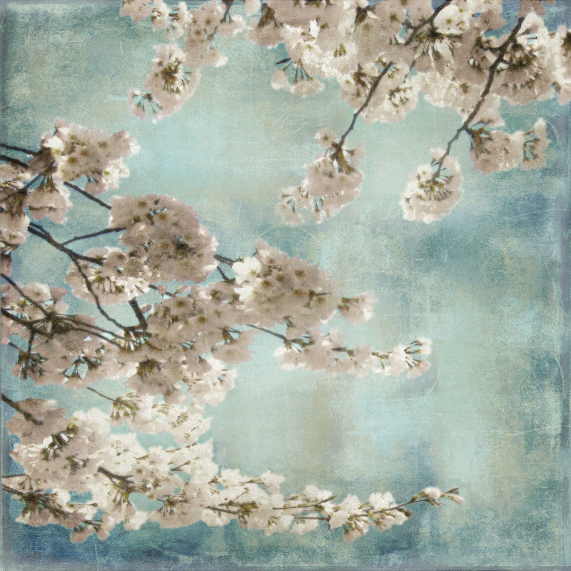 " Aqua Blossoms II ", 30" H x 30" W