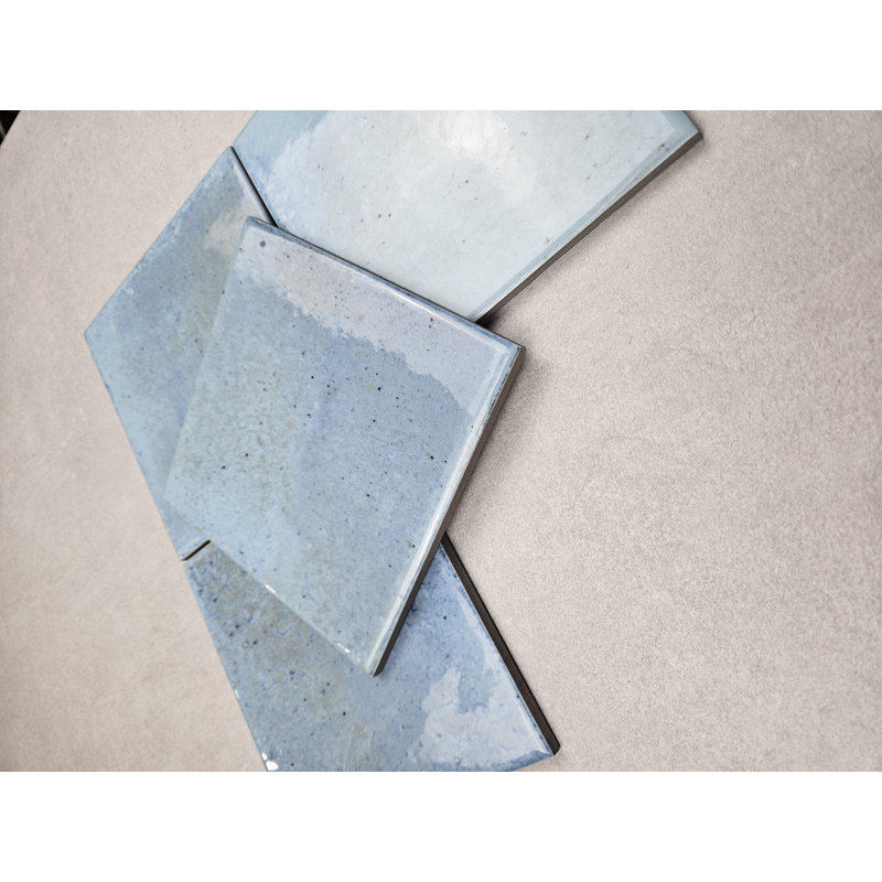 Cloud Blue Polished Tile 6X6, Blue