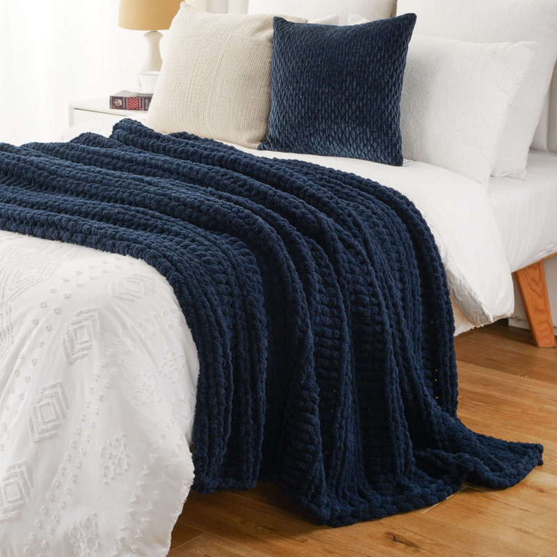 Large jeté en corde de 50 po x 60 po, Marine