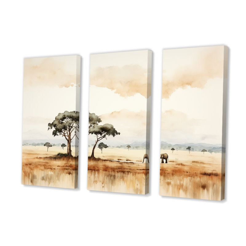African Wild Life Landscape II - ensemble de décorations murales Afrique, H 28 po x l 36 po x P 1 po