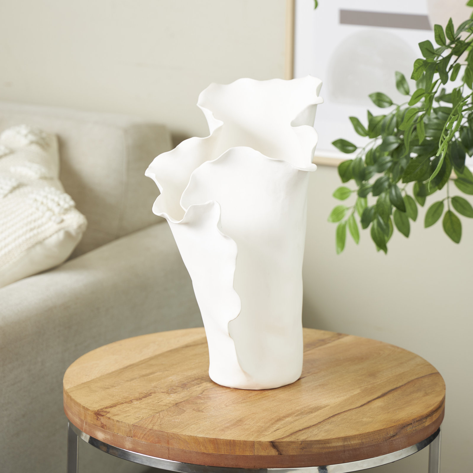 Bia 15.7'' Ceramic / Porcelain Table Vase, Cream