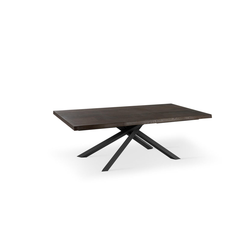 Dariane Extendable Oak Metal Base Dining Table, 76cm H x 100cm W x 200cm L