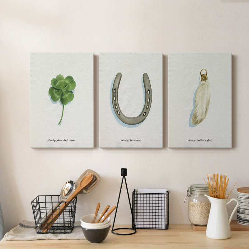 " Lucky Charm I " 3 - Pieces Painting Print, 36" H x 24" W x 1" D