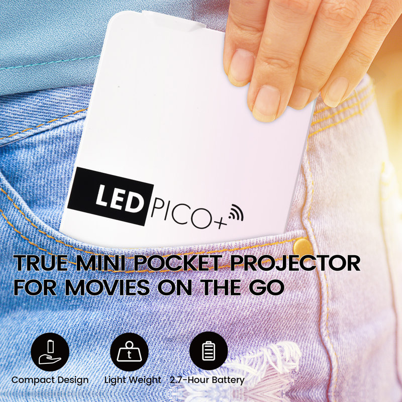 AAXA White LED Pico+ MAX Portable Mini Projector with Wi-Fi