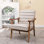 Fauteuil d'appoint de style Mid-Century moderne, fauteuil en microfibre d'aspect cuir avec structure en bois massif avec accoudoirs à structure ouverte, siège et coussin de dossier rembourrés pour le salon