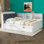 Lit plateforme en bois avec lit gigogne, tablettes et tête de lit avec rangement-172419174-172419177