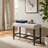 Risa Counter Height Bench, Gray Polyester Memory Foam Seat, Brown 40 Inch