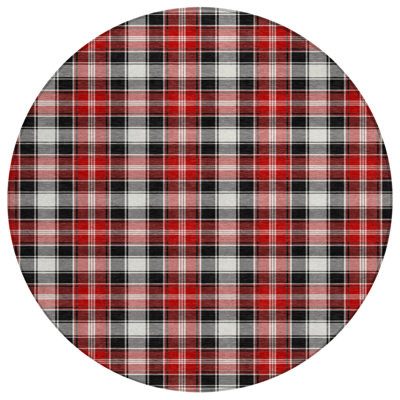 Machine Washable Indoor/Outdoor Christmas Plaid Xhevrie Black Rug