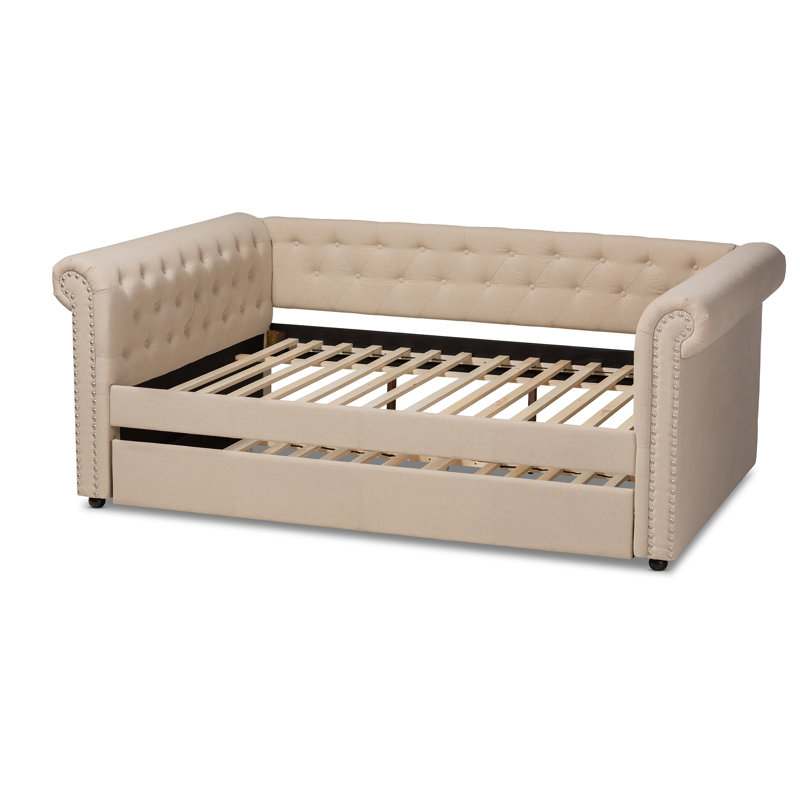 Lit de jour avec couchette Michella, Double, Beige