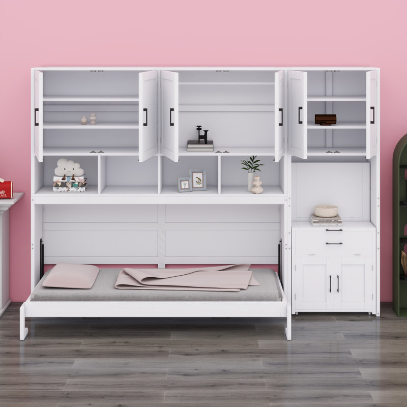 Lit escamotable mural avec placard, tiroirs et bureau Murphy