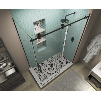 Coraline XL 48" - 52" W x 30" D x 80" H Frameless Rectangle Sliding Shower Enclosure