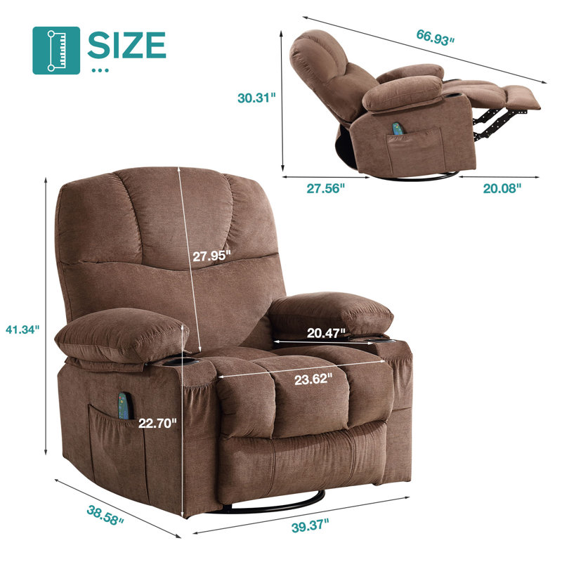 Fauteuil inclinable pivotant Corston, Mélange de lin brun