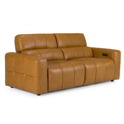 Canapé en cuir brun avec 2 fauteuils inclinables Chevak
