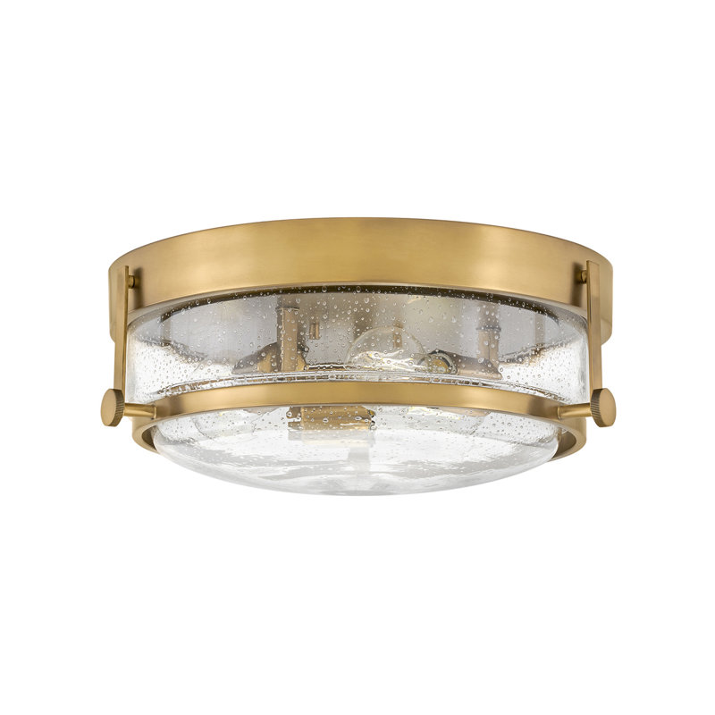 Harper 3-Light Flush Mount Retro Ceiling Light, Heritage Brass