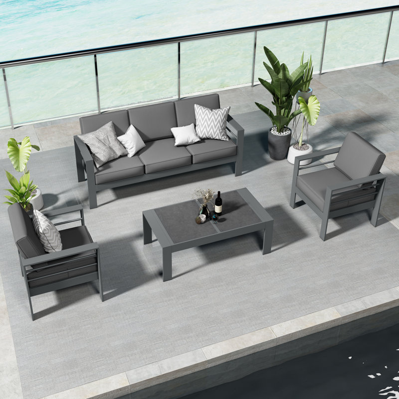 Metal Outdoor Lounge Chair, Dark Grey