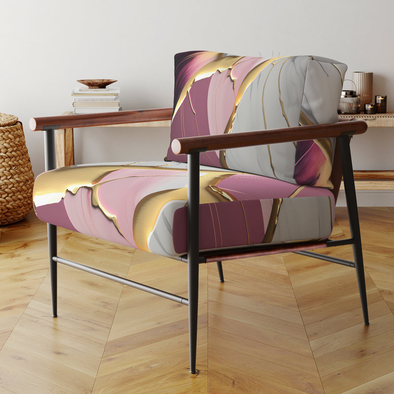 Cress - Fauteuil d'appoint rembourré en marbre, Noir, noir, noir, noir