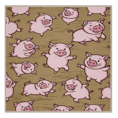 Washable Pigs Farm Area Rug