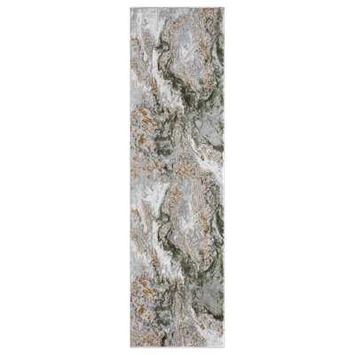 Modern Abstract Green Gold Area Rug