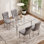 Ensemble de table de salle à manger rectangulaire moderne en verre trempé, table de salle à manger de luxe avec chaise de salle à manger en velours capitonné