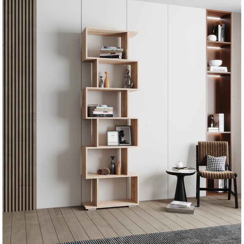 Palusa 196.1cm H x 60cm W Standard Bookcase, Beige