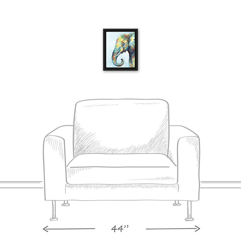 « cool coloré éléphant black », reproduction de peinture à l’acrylique, H 10 po x l 8 po, Cadre noir