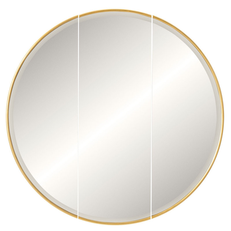 Mercer Round Beveled Mirror, Solid Wood, Gold Leaf