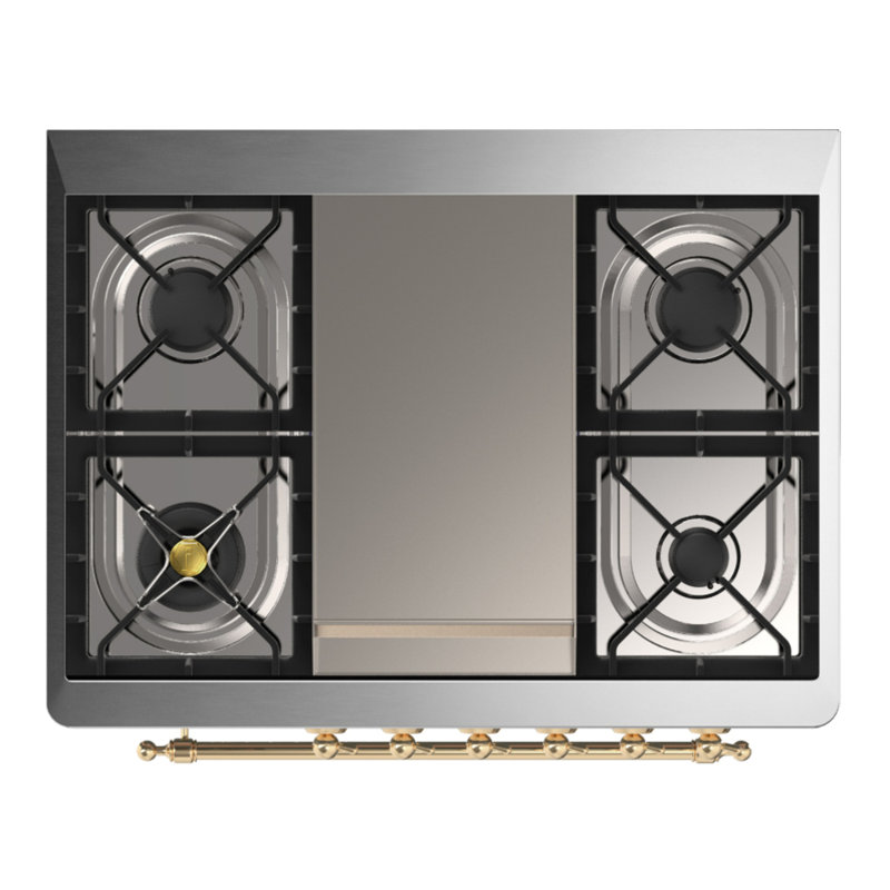 Majestic III Series 36 Inch Dual Fuel Range with 6 Sealed Burners, Griddle, in Glossy Black (Natural Gas, Brass Trim), White