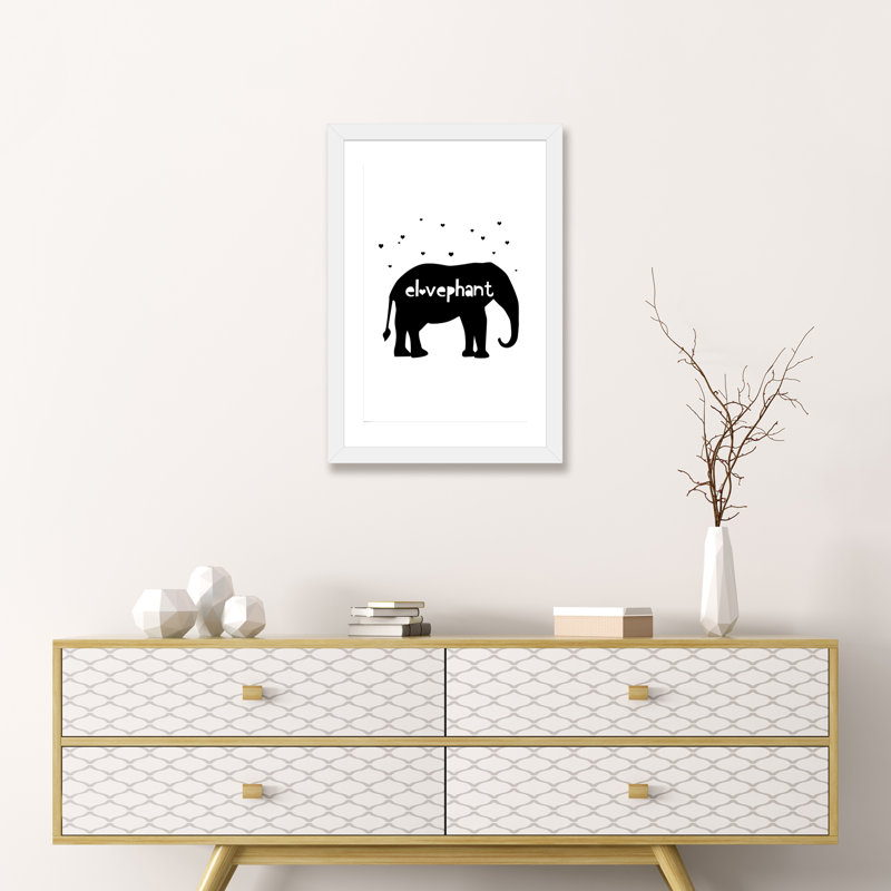 Éléphant, art sur toile, H 32 po x l 24 po x P 1 po, Papier encadré blanc