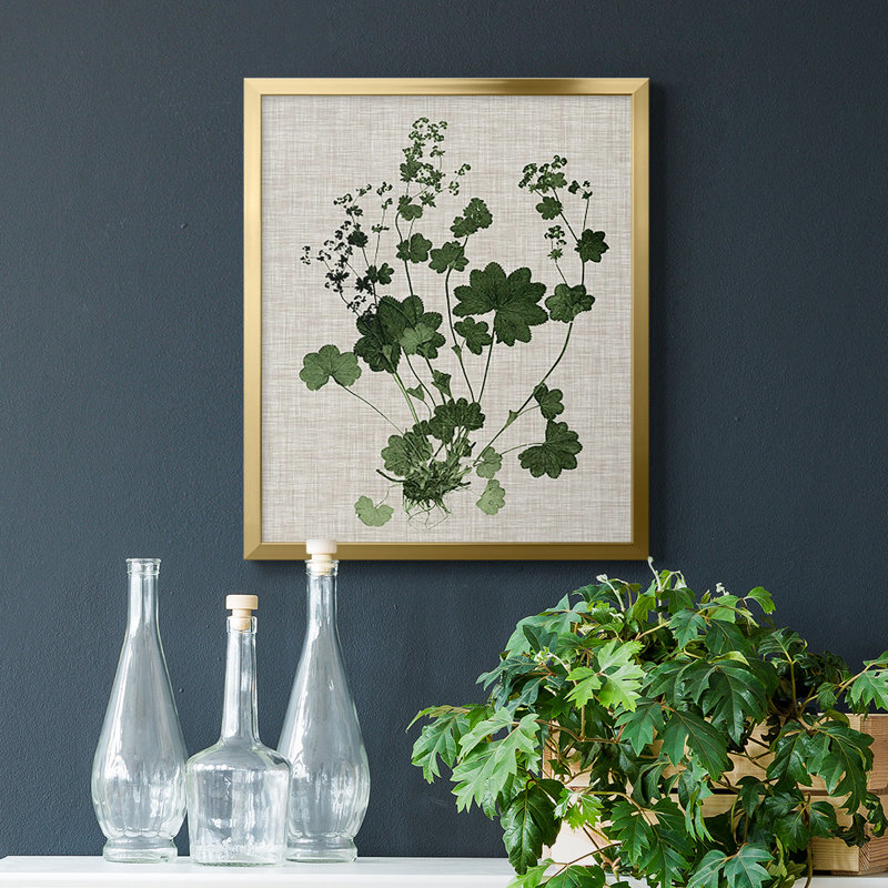 Forest Foliage on Linen III Premium Framed Canvas - Ready to Hang, Gold, 20" H x 16" W