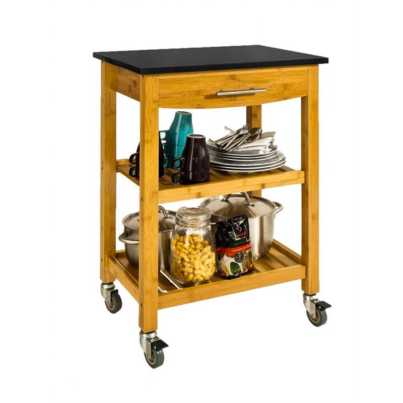 Dogra Kitchen Island, Black/Natural
