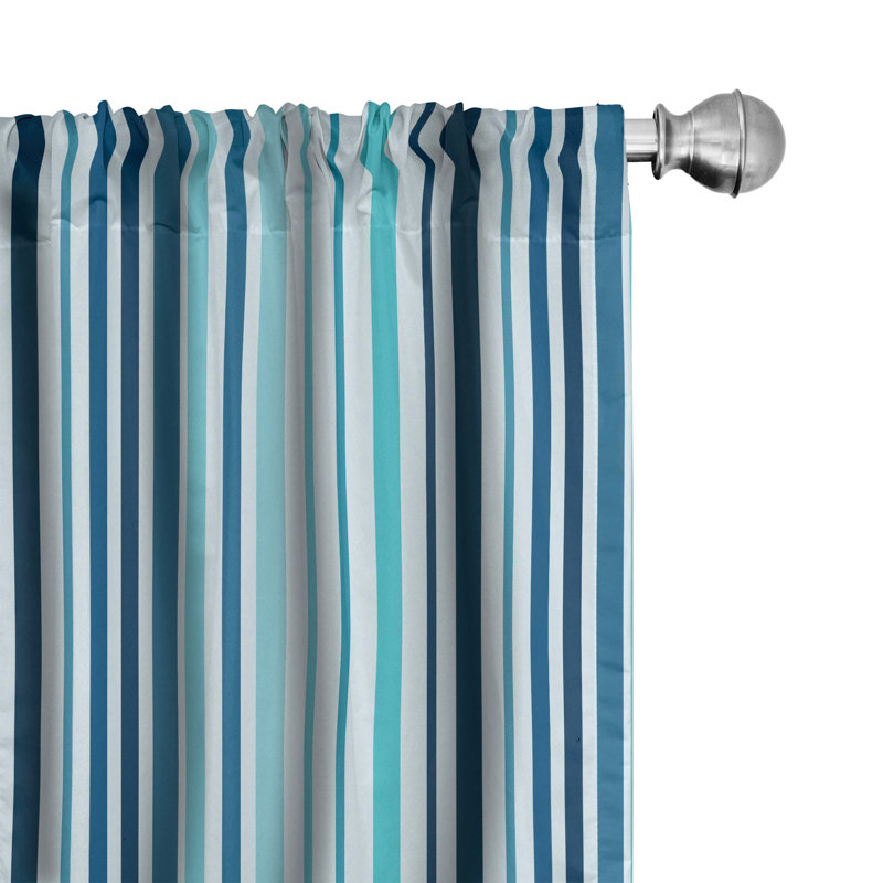 Ambesonne Nautical 4-Panel Curtains, Striped Pastel Toned, Sky and Dark Blue, 56" W x 63" L